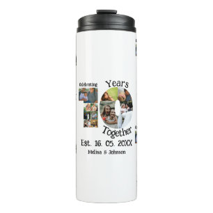 Custom 10th wedding anniversary 11 photo collage thermal tumbler