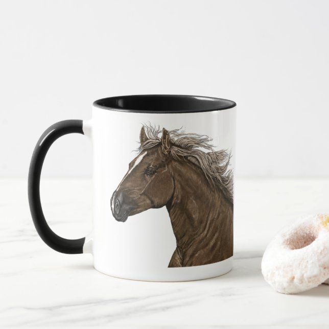 Custom 11oz Horse Mug Changable Message By Zazz_it (With Donut)