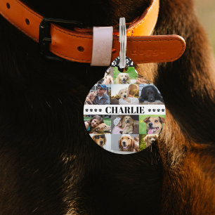 Custom 12 Pet Photo Collage Dog Name personalized Tag