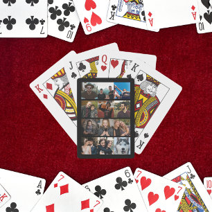 custom 12 photo collage create your own black playing cards