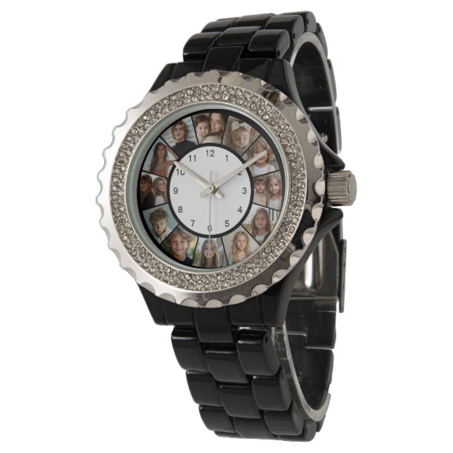 Custom 12 Photo Collage Modern  Watch (Angled)