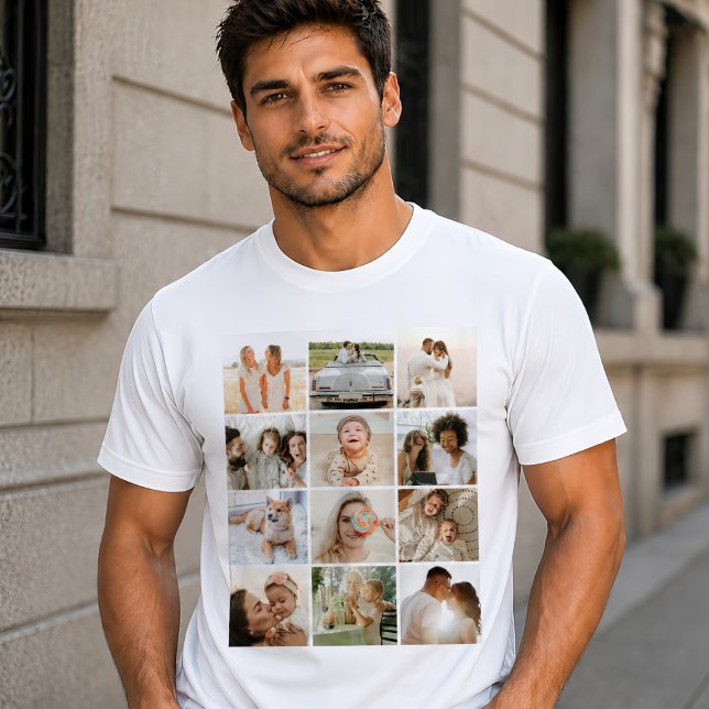 Custom 12 Photos Collage T-Shirt (Creator Uploaded)