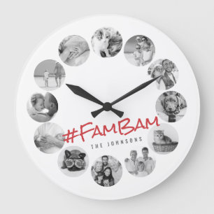 Custom 12 Photos Modern Family & Pet Memories Large Clock