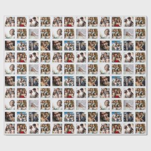 Custom 12 Photos, Year in Review on Rainbow White Wrapping Paper