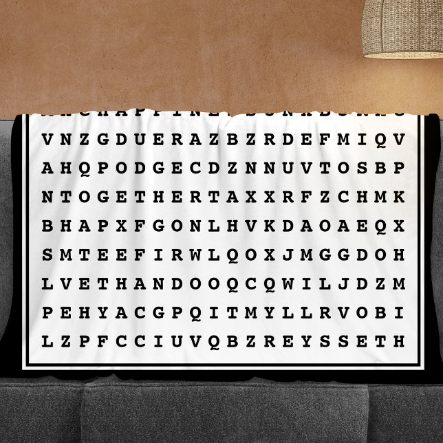 Custom 12 Word Family Word Search Fleece Blanket (Creator Uploaded)