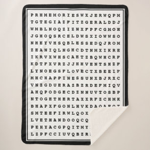 Custom 12 Word Family Word Search Sherpa Blanket