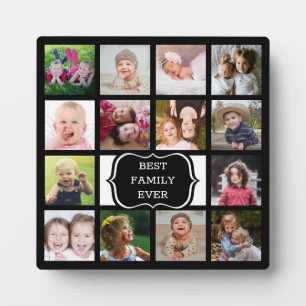 Custom 14 Photo Collage Best Family Ever Black Plaque