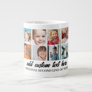 Custom 14 Photo Collage Grid with 2 Text Boxes  Large Coffee Mug