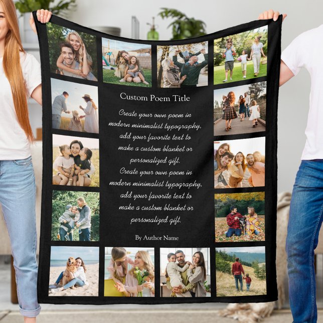 Custom 14 Photo Collage Poem Fleece Blanket (Creator Uploaded)
