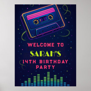 Custom 14th Birthday Neon Party Poster