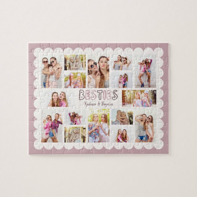 Custom 16 Photo Collage Besties Puzzle (Horizontal)