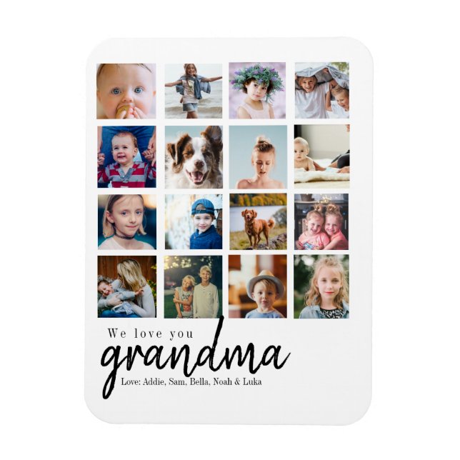 custom 16 photo collage grandma gift magnet (Vertical)