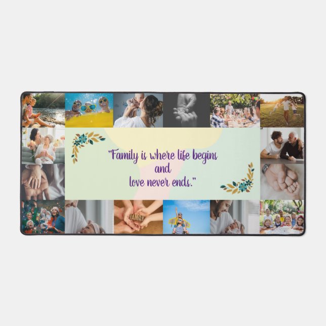 Custom 16 Photo Collage Personalized Desk mat (Front)