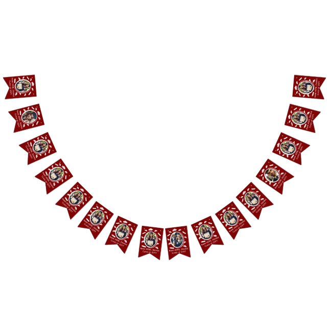 Custom 16-Photo Graduation Cap Toss Diploma Maroon Bunting Flags (All)