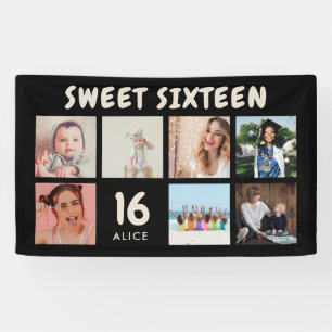 Custom 16th Birthday Party Photo Collage Banner