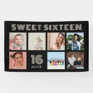 Custom 16th Birthday Party Photo Collage Banner