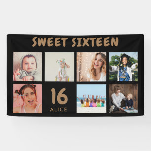 Custom 16th Birthday Party Photo Collage Banner