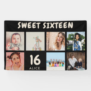 Custom 16th Birthday Party Photo Collage Banner