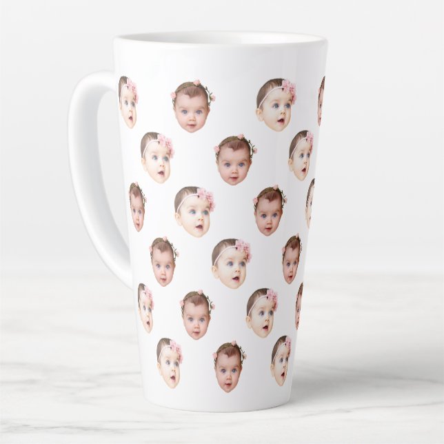 Custom 17 oz Funny Baby Kids Family Face 2 Photos Latte Mug (Left Angle)