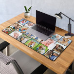 Custom 18 Photo Collage Modern Simple  Desk Mat<br><div class="desc">This desk mat features a customizable photo collage perfect for showcasing your favourite pictures of family, pets, friends or grandparents. The modern and cute design is ideal for dog lovers, family, and friends, or anyone looking for a fun desk accessory. It's a great addition to any office space and can...</div>