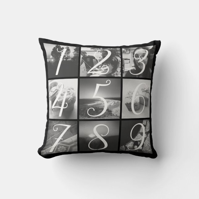 Custom 18 Photo Create Your Own Throw Pillow (Front)