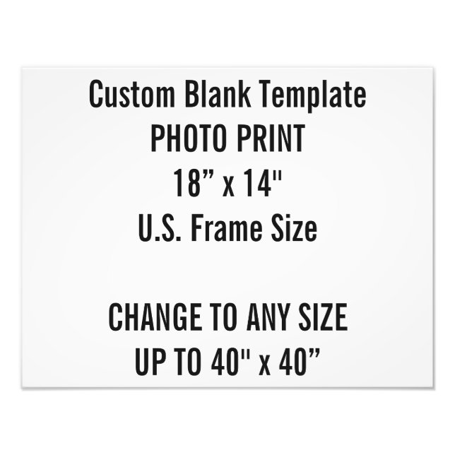 Custom 18" x 14" Photo Print  US Frame Size (Front)