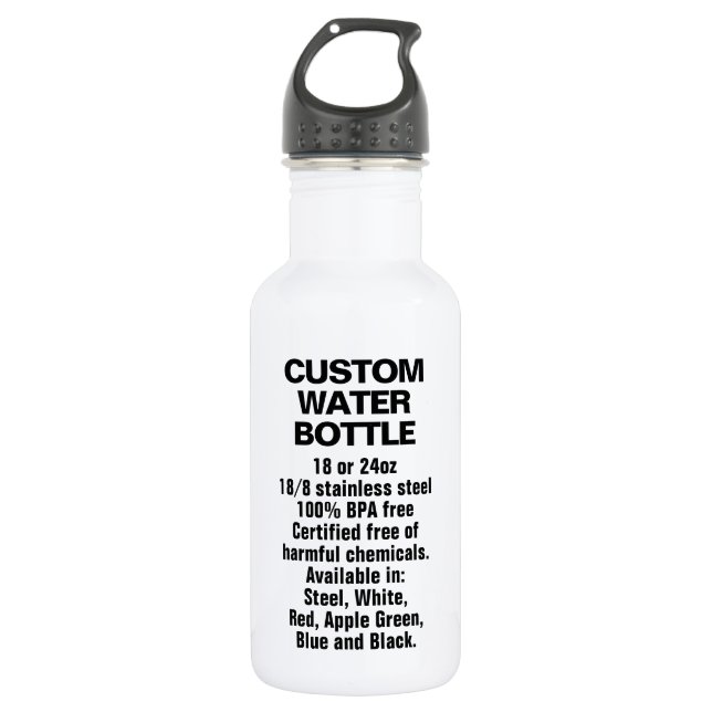 Custom 18oz WHITE Stainless Steel Water Bottle (Front)