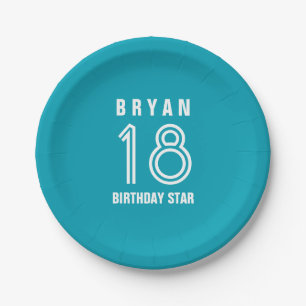 Custom 18th Year Birthday Custom Colour V14M Paper Plate