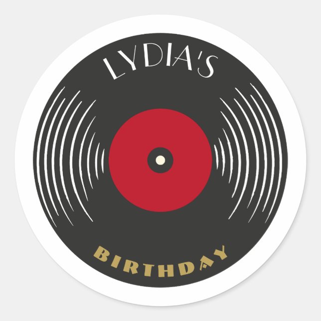 Custom 1920s Gatsby Vinyl Record Theme Classic Round Sticker (Front)