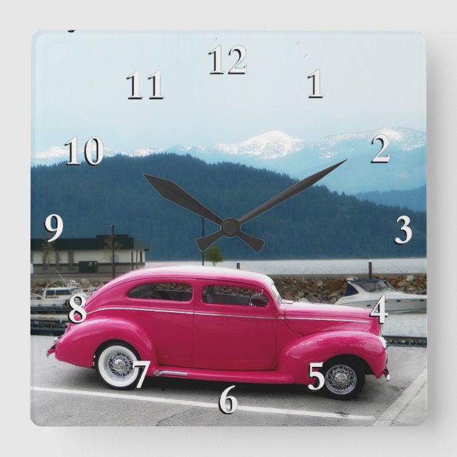 Custom 1940 Famous American Make Sedan Square Wall Clock (Front)