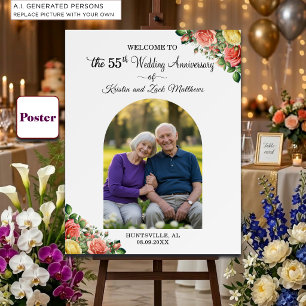Custom 1 Photo 55th Wedding Anniversary Welcome Poster