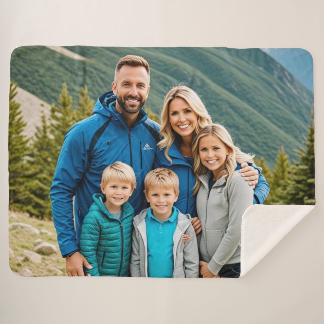 Custom 1 Photo Family Sherpa Blanket (Front (Horizontal))