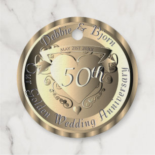 Custom 1st,8th,50th,Wedding Anniversary Heart Favour Tags