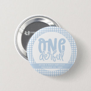 Custom 1st Birthday Cute Pastel Blue Onederful 2 Inch Round Button