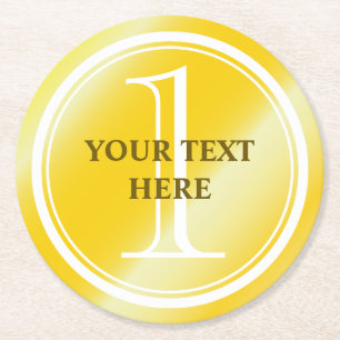 Custom 1st prize gold medal drink coasters