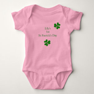 Custom 1st Saint Patrick's Day Lucky Shamrock Baby Bodysuit