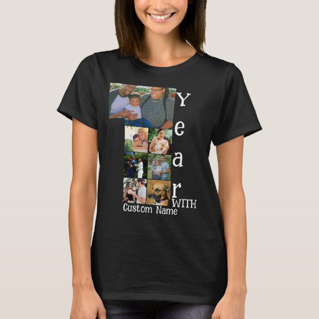 Custom 1st wedding anniversary 7 photo collage T-Shirt (Front)