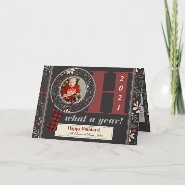 Custom 2021 Funny Quarantine Bingo Photo Christmas Holiday Card (Front)