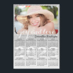 Custom 2023 Photo Calendar Magnet Silver Glitter<br><div class="desc">This personalized 2023 magnetic calendar features name and photo templates, Joy and Love saying and girly silver grey faux glittered design. Click "Personalize this template" and upload your photo there to get the result with the same stylish frame-look edges around the picture. It's a cute practical gift idea for Christmas,...</div>