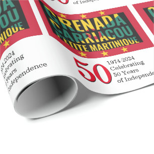 Custom 2024 GRENADA 50th Anniversary Independence Wrapping Paper