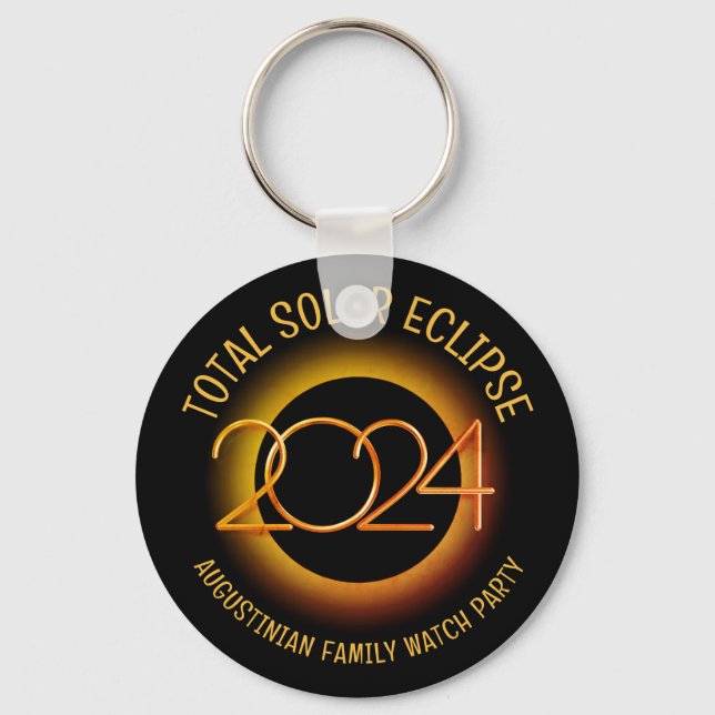 Custom 2024 TOTAL SOLAR ECLIPSE Family Souvenir Keychain (Front)