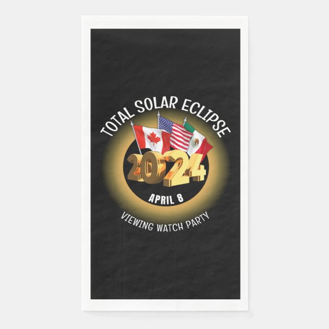 Custom 2024 TOTAL SOLAR ECLIPSE Flags Napkin (Front)