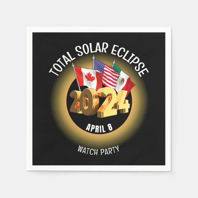 Custom 2024 TOTAL SOLAR ECLIPSE Flags Napkin (Front)