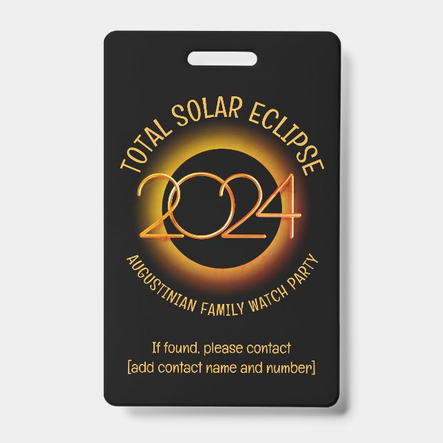 Custom 2024 TOTAL SOLAR ECLIPSE Lost Child Group Badge (Front)