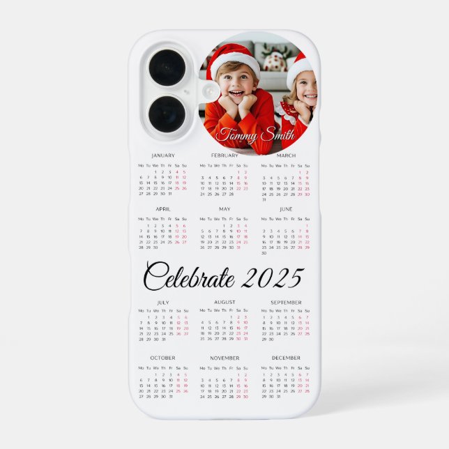 Custom 2025 Calendar  iPhone 16 Case (Back)