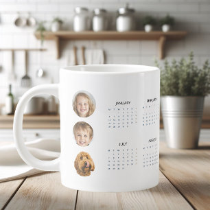 Custom 2025 Calendar with Three Photos  Giant Coff Large Coffee Mug