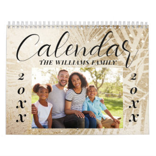 Custom 2025 Elegant Script Gold Family Photo Calendar