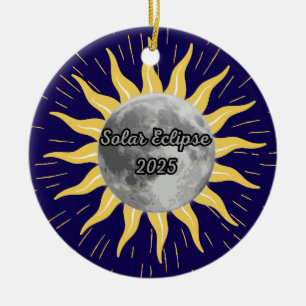 Custom 2025 Solar Eclipse Memory Ceramic Ornament