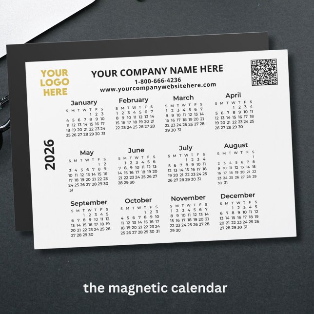Custom 2026 Logo QR Business Magnetic Calendar (Creator Uploaded)