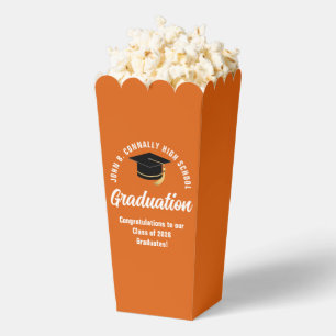Custom 2026 Orange Graduation Party Popcorn Favor Box